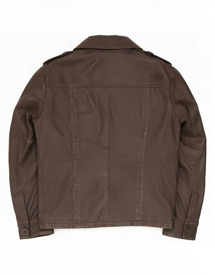 Męska skórzana kurtka wojskowa Superdry UK 40, duża, brązowa