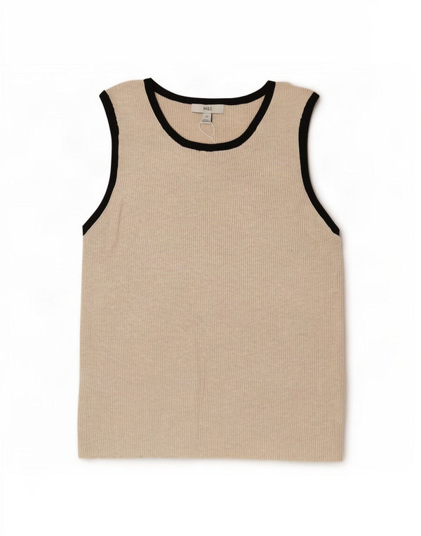 Top damski Marks & Spencer UK 22 3XL Beżowy Wiskoza z blokami kolorów