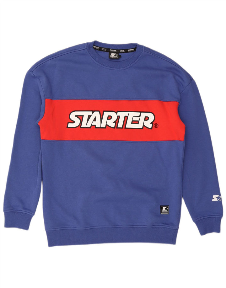 Męska bluza z grafiką Starter, bawełniana, w kolorze średniego błękitu