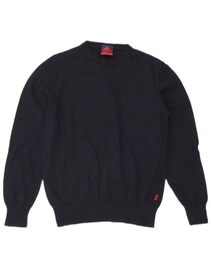 Męski sweter Kappa z okrągłym dekoltem, średni granatowy wełniany