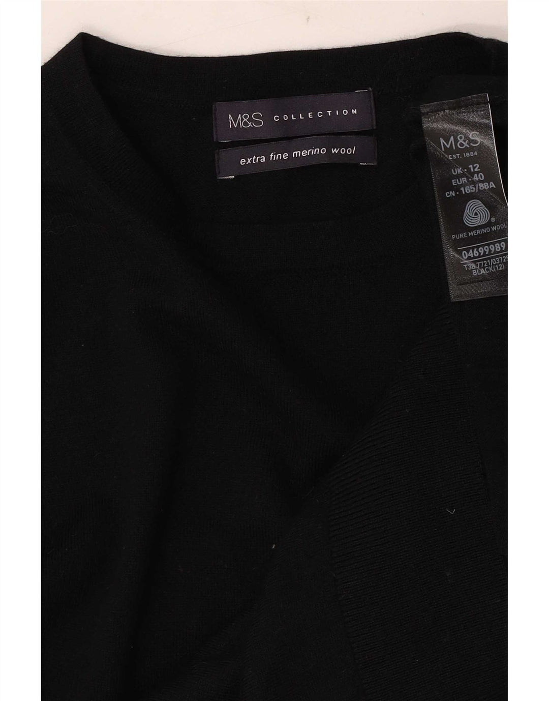 Sweter damski Marks & Spencer z okrągłym dekoltem, UK 12, średni czarny