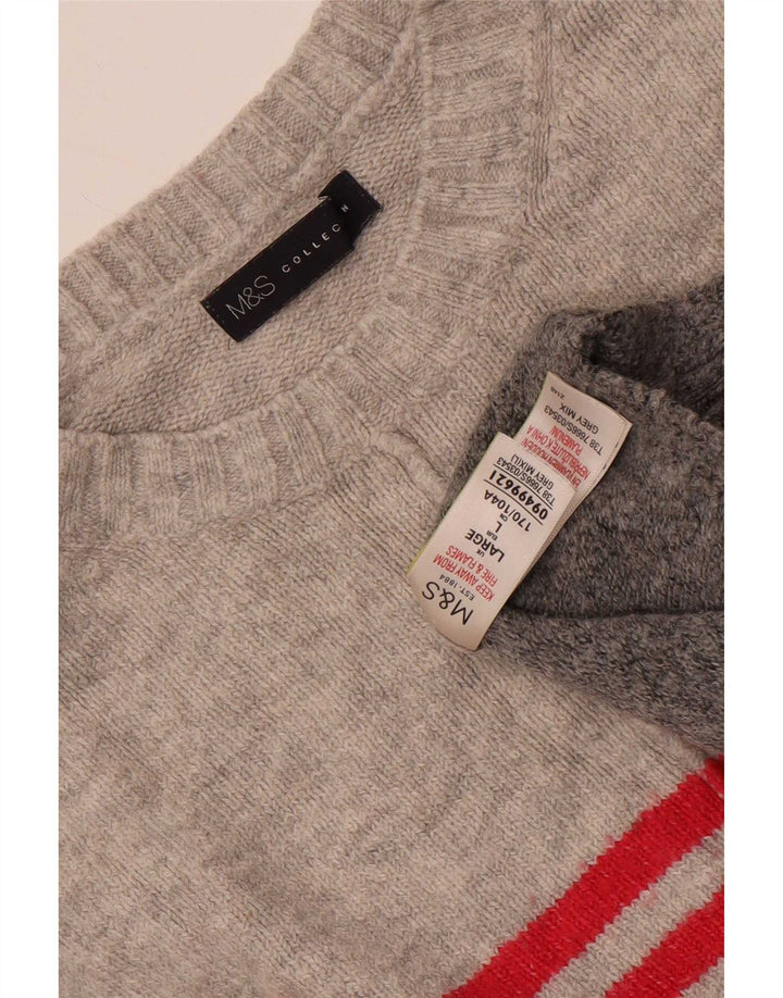 Marks & Spencer Damski sweter z okrągłym dekoltem, UK 16, duże, szare paski