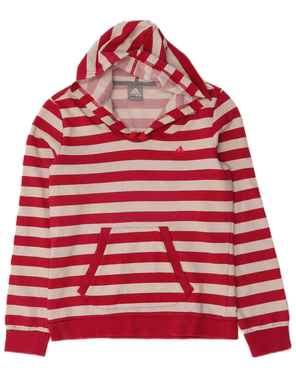 Damska bluza z kapturem Adidas UK 14 Średnio różowa bawełniana w paski