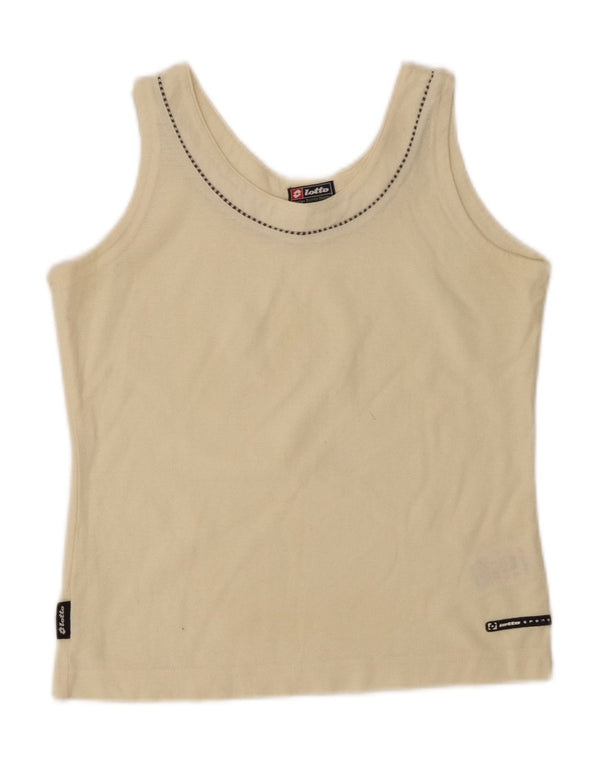Lotto Womens Vest Top UK 8 Small Off White Cotton