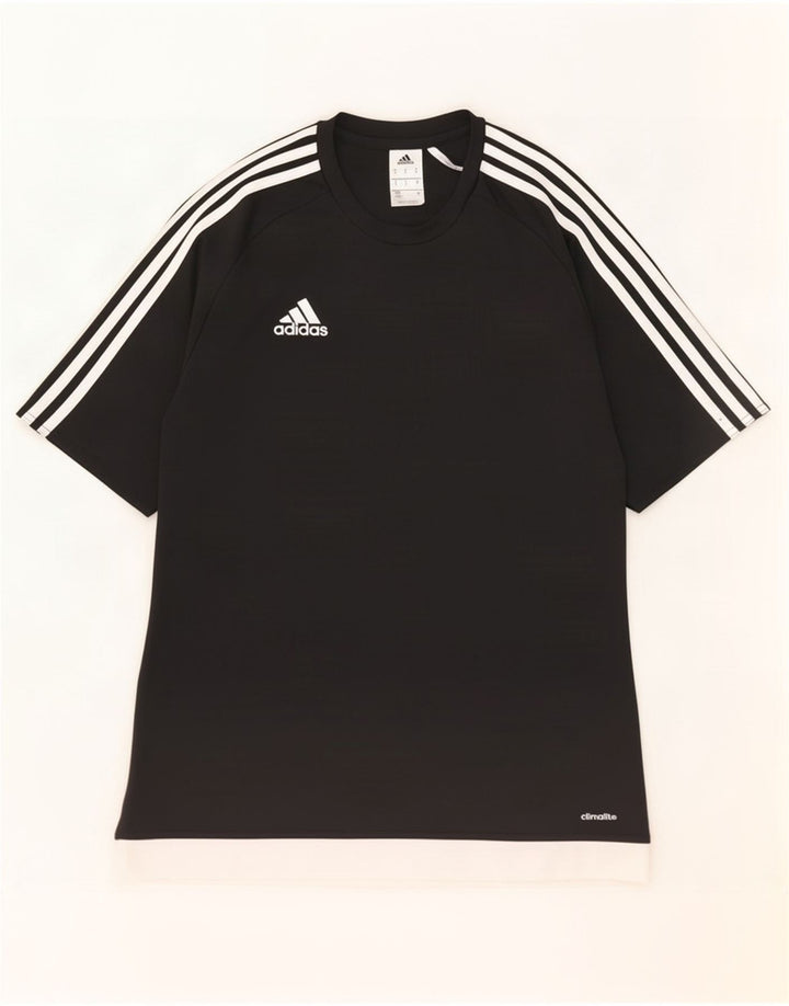 Męska koszulka Adidas Climalite Top, średni czarny poliester z blokami kolorów