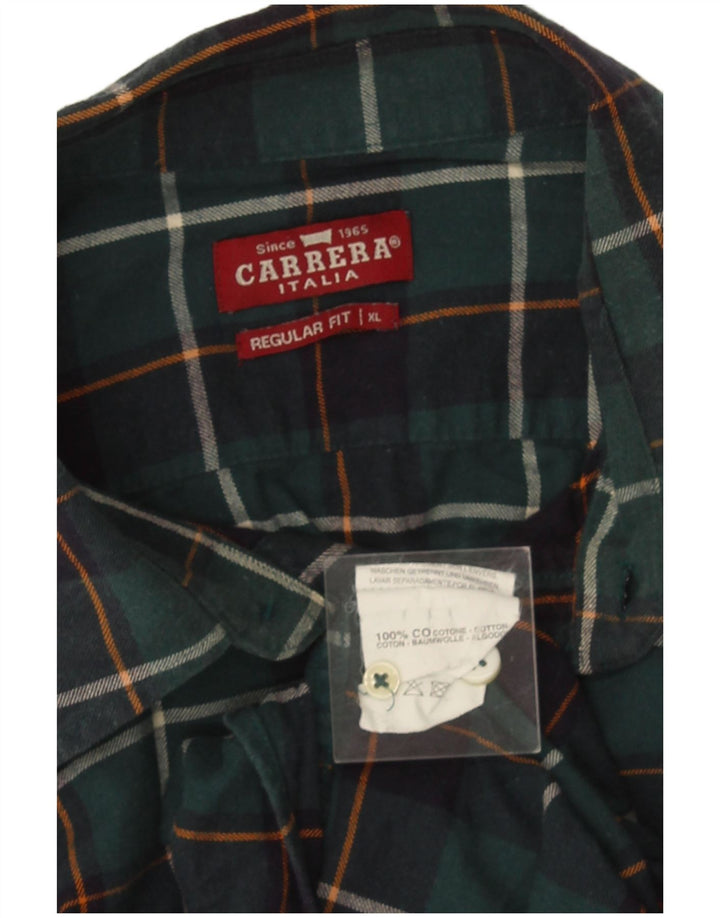 Męska koszula flanelowa Carrera o regularnym kroju XL, bawełniana w zieloną kratkę