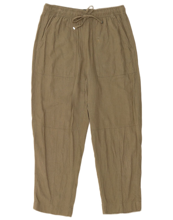 Zara Damskie, proste, przycięte spodnie z wysokim stanem, średnie W30 L23, khaki, lniane