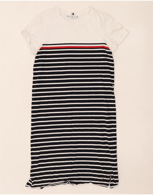 Damska sukienka t-shirtowa Tommy Hilfiger UK 10 w małe czarne paski, bawełniana