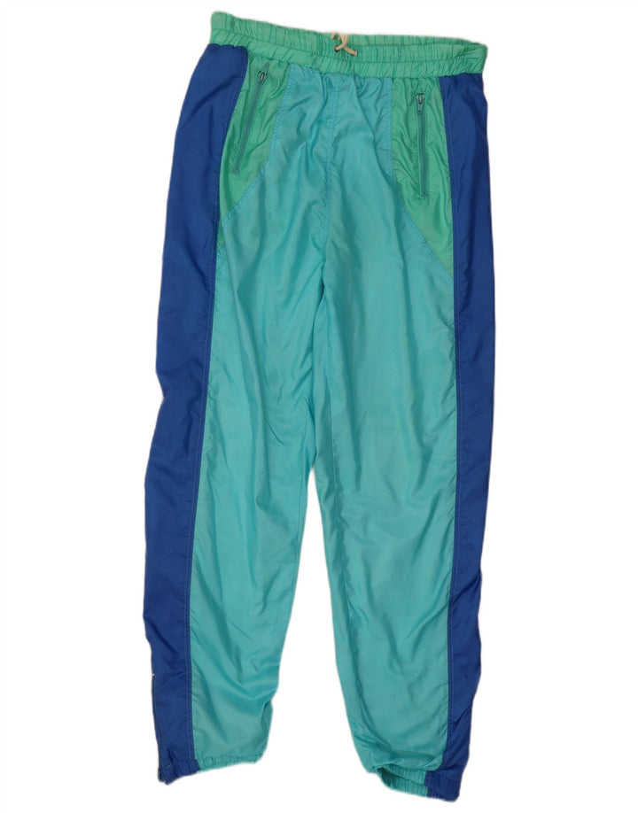 VICTORY Mens Tracksuit Trousers Joggers Medium Turquoise Colourblock Nylon