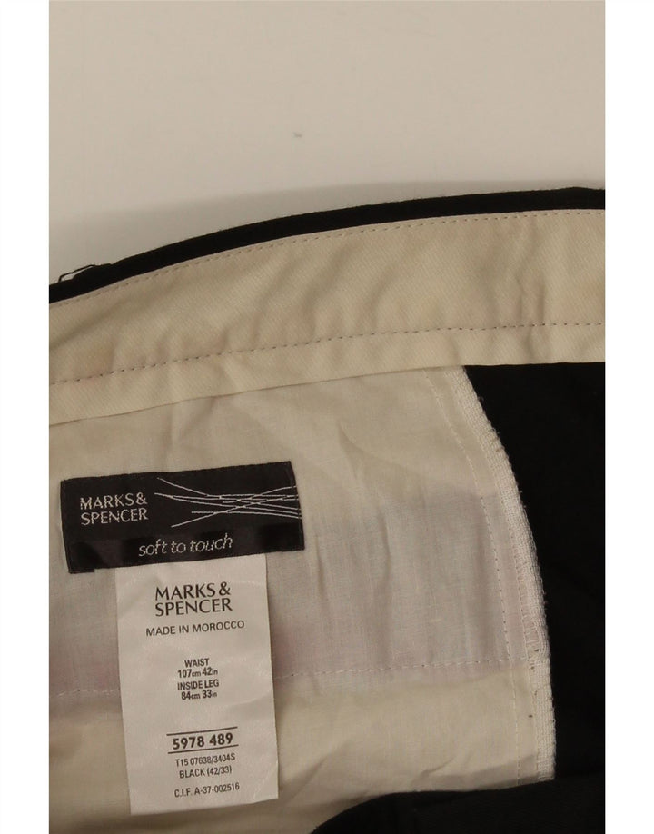 Męskie spodnie garniturowe Marks & Spencer W42 L33 Czarna wiskoza