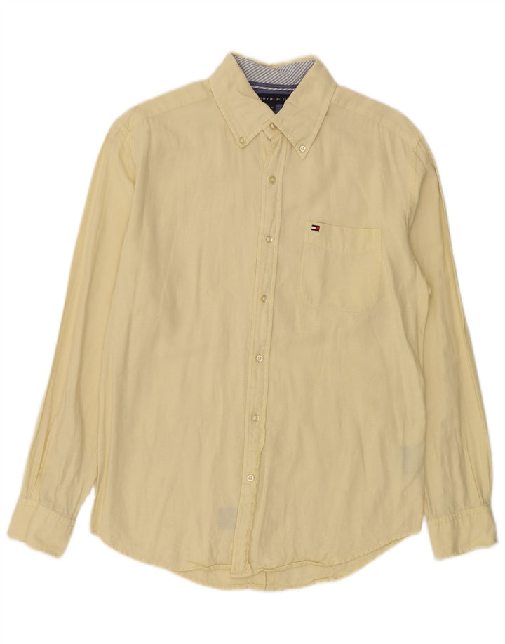 Koszula męska Tommy Hilfiger, średnia żółta bawełna