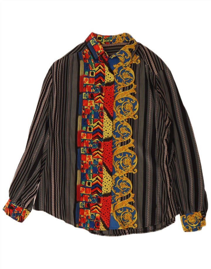 Damska bluzka koszulowa w stylu vintage UK 14, duża, szara Paisley