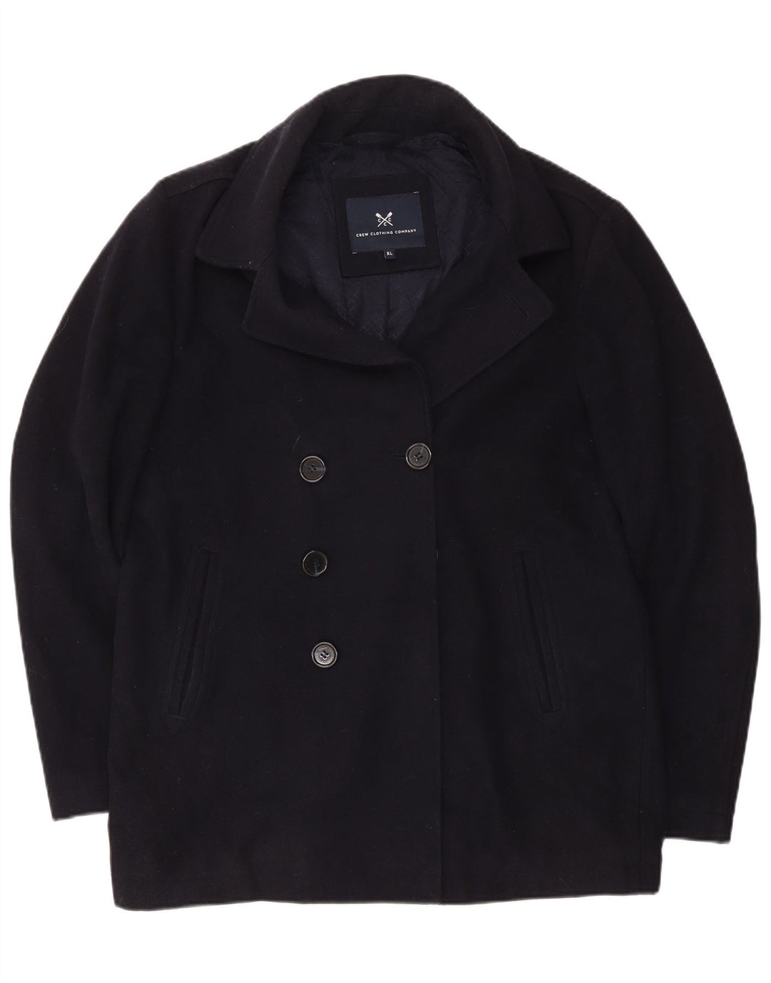 Crew Clothing Męski dwurzędowy płaszcz UK 42 XL Granatowa wełna