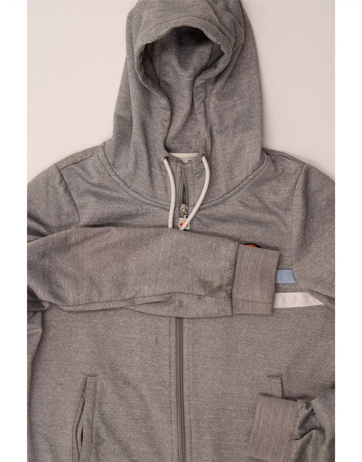 ELLESSE Womens Zip Hoodie Sweater UK 14 Large Grey Polyester Vintage Ellesse and Second-Hand Ellesse from Messina Hembry 