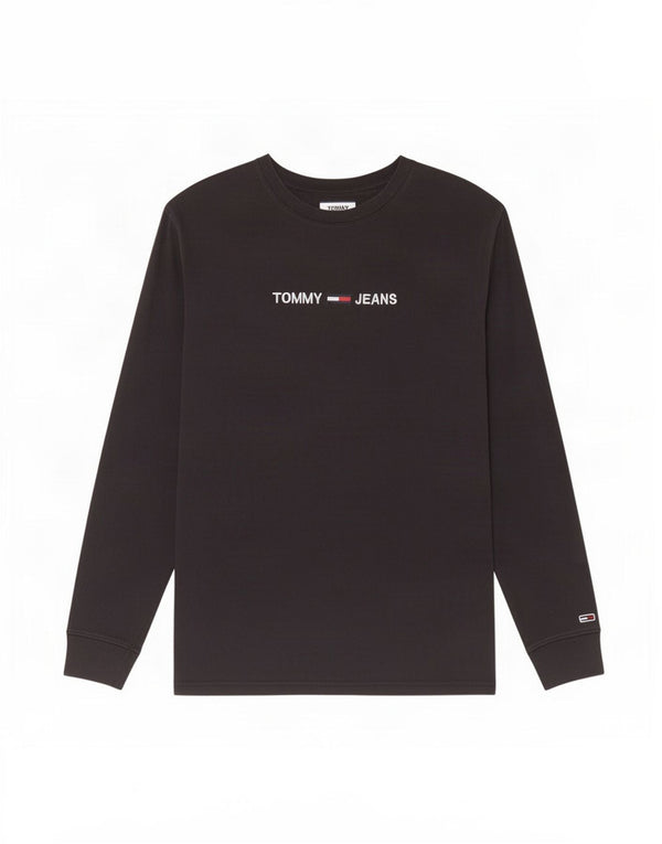 Męski top graficzny Tommy Hilfiger z długim rękawem XL, czarny, bawełniany