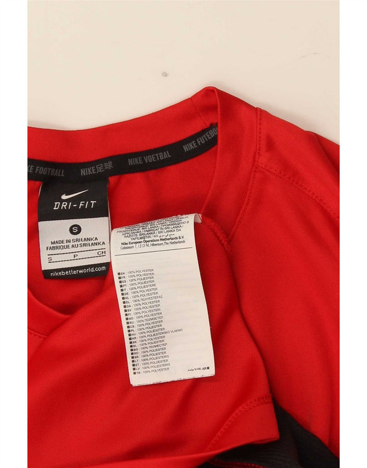 Męski T-shirt z grafiką Nike Dri Fit, mały, czerwony, poliestrowy blok kolorów