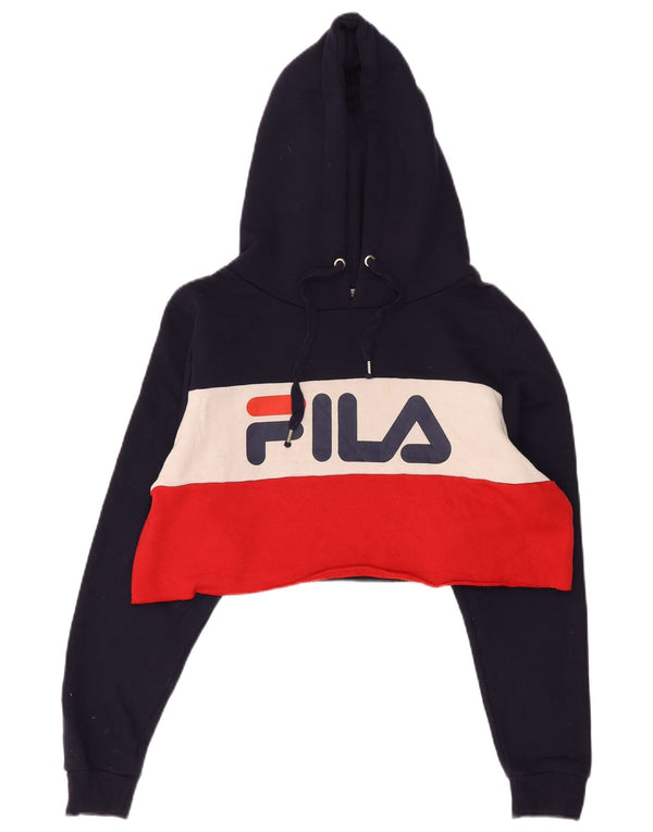 Damski sweter z kapturem Fila Crop Graphic UK 18 XL, granatowy, blok kolorów