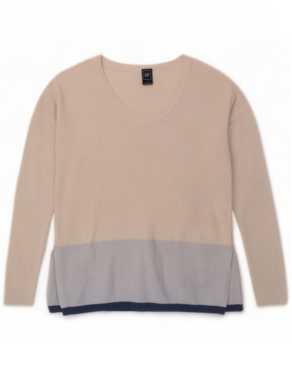 Damski sweter rozpinany z dekoltem w łódkę, UK 16, duży, beżowy, nylon