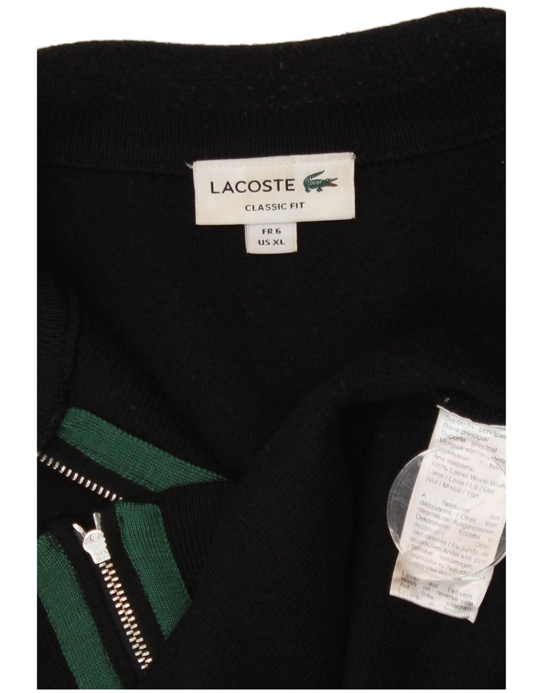 Lacoste Męski sweter rozpinany Rozmiar 6 XL Czarna wełna