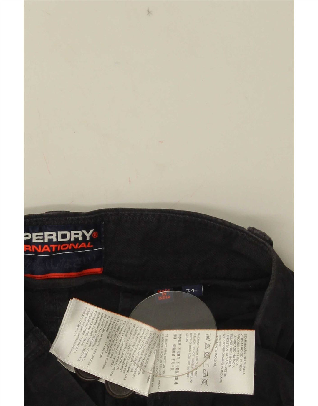 Męskie spodenki Chino Superdry W34, duże, czarne, bawełniane