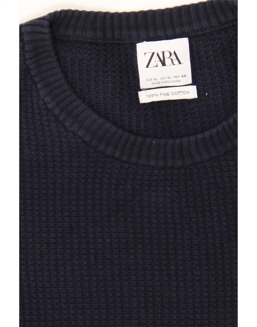 Męski sweter z okrągłym dekoltem Zara XL, granatowy