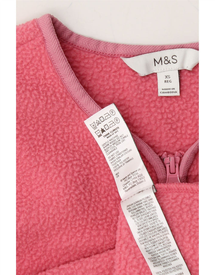 MARKS & SPENCER Womens Fleece Jacket UK 6 XS Pink Polyester Vintage Marks & Spencer and Second-Hand Marks & Spencer from Messina Hembry 