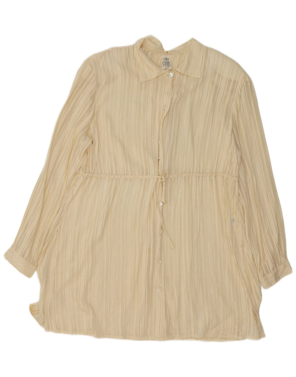 Damska sukienka oversize w stylu vintage UK 14, jedwabna w średnie żółte paski