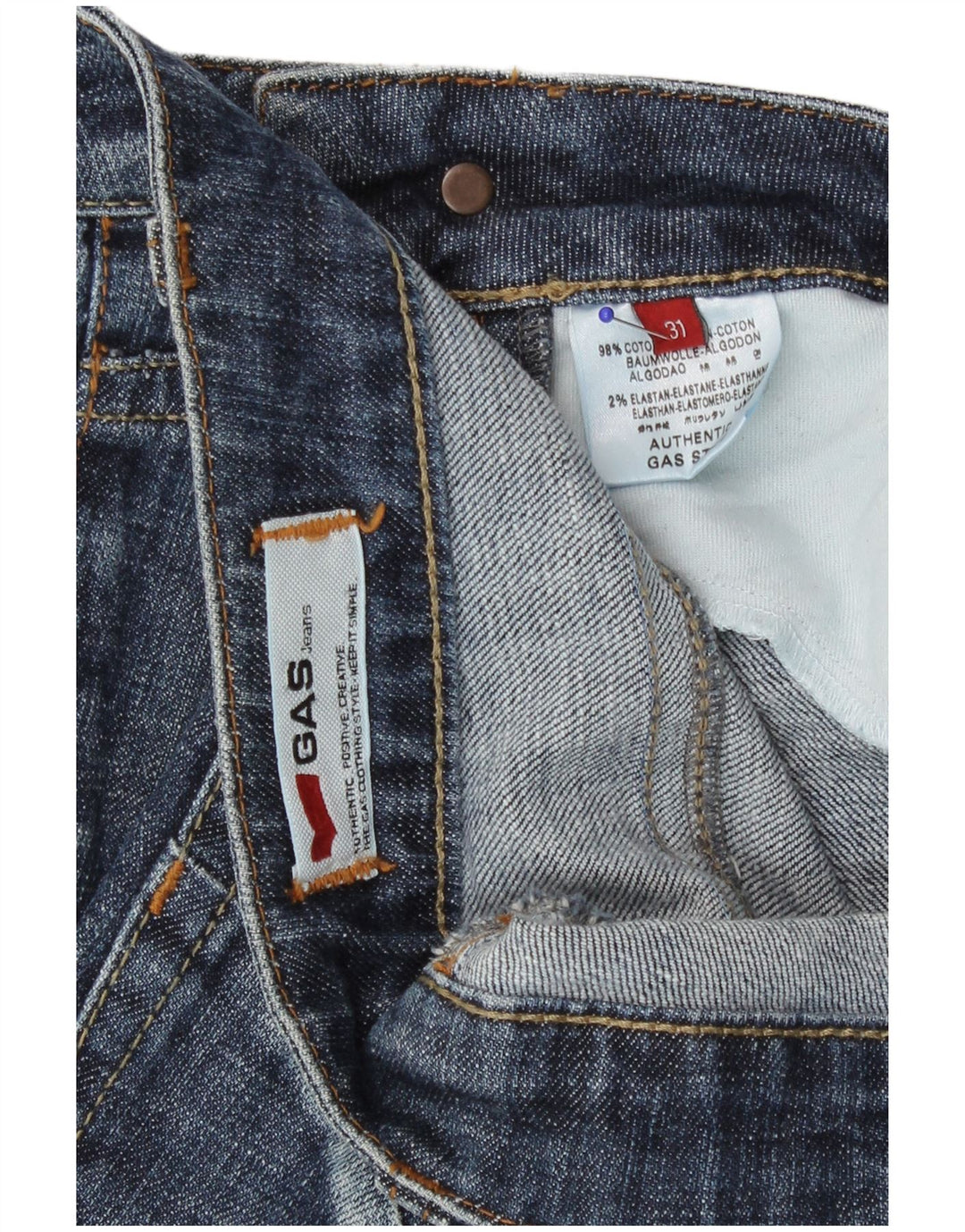 Damskie jeansy Gas W31 L29 Niebieskie bawełniane