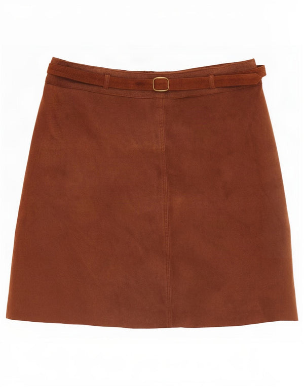 GARDEUR Damska mini spódniczka Atelier zamszowa UK 14 duża W32 brązowa skóra