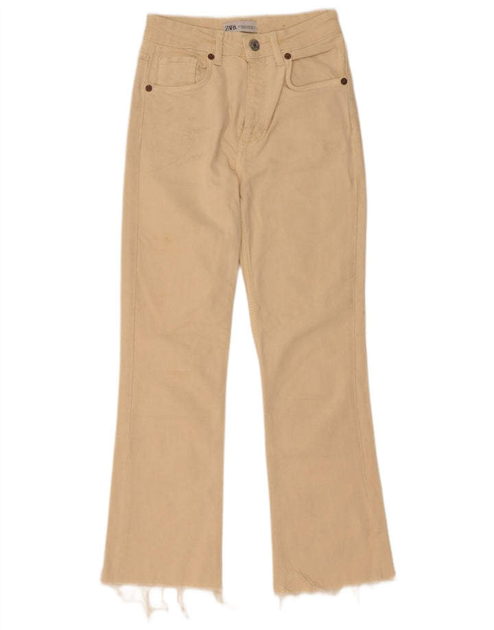Jeansy damskie Bootcut Zara EU 34 2XS W24 L27 Beżowe