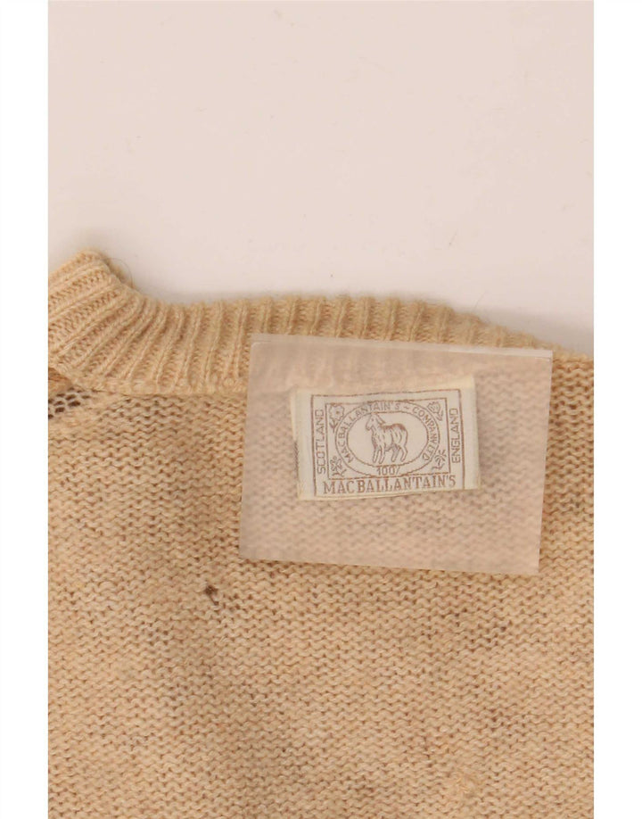 Vintage męski sweter z okrągłym dekoltem, duży, beżowy blok kolorów