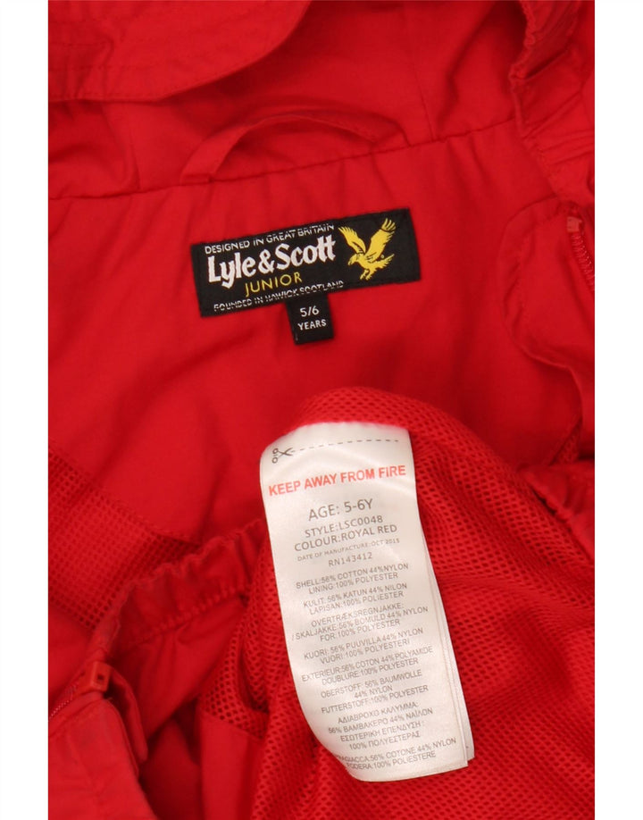 Chłopięca kurtka wiatrówka z kapturem Lyle & Scott 5-6 lat, czerwona, bawełniana