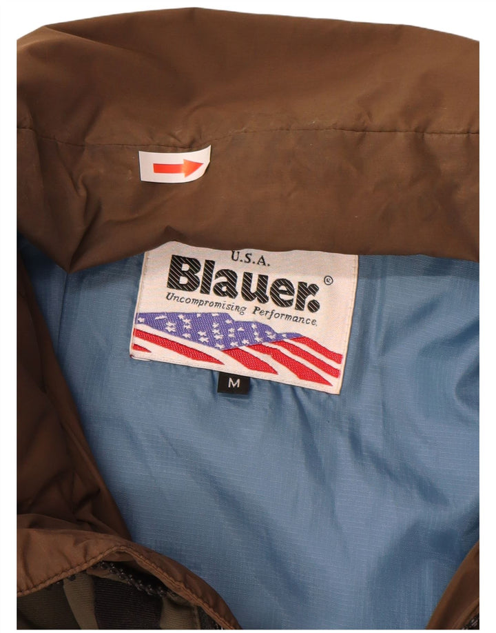 Męska wyściełana kurtka Blauer Graphic UK 38 Średni brązowy nylon w blokach kolorów