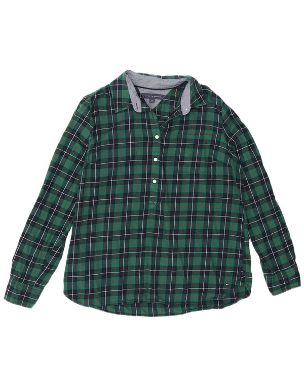 Damska flanelowa koszula pulowerowa Tommy Hilfiger UK 16, duża, bawełniana w zieloną kratkę