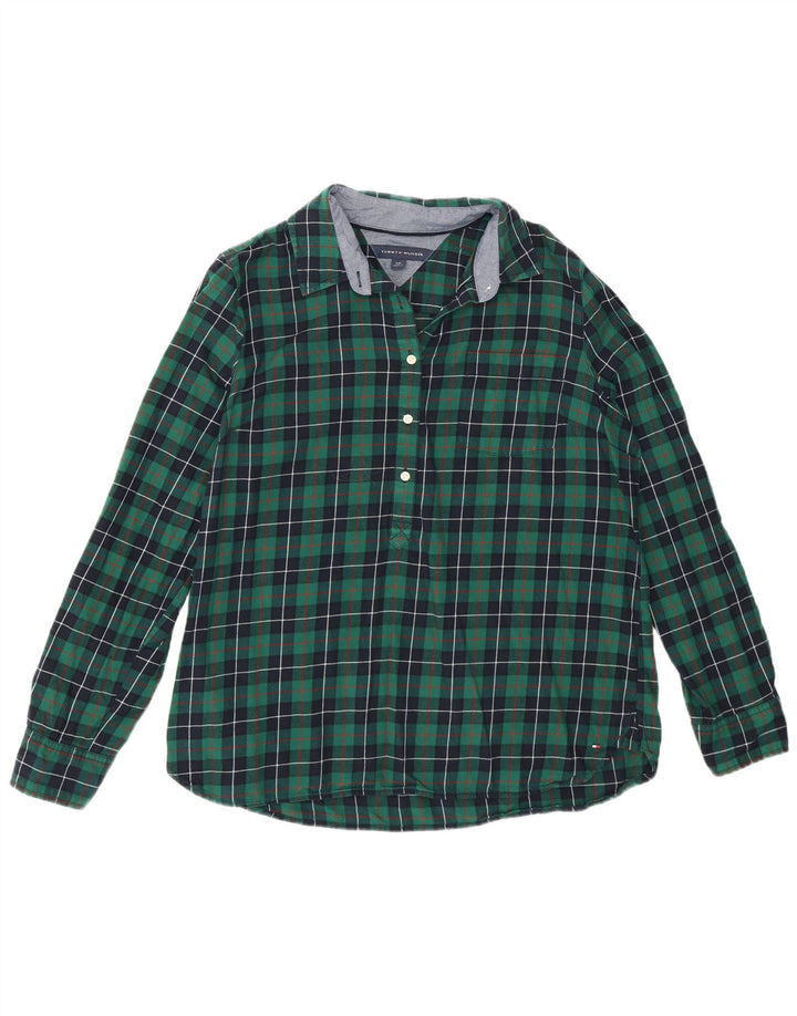 Damska flanelowa koszula pulowerowa Tommy Hilfiger UK 16, duża, bawełniana w zieloną kratkę