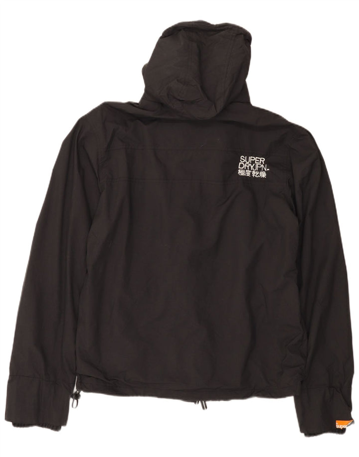 Męska kurtka przeciwdeszczowa z kapturem Superdry UK 40, duża, czarna nylonowa