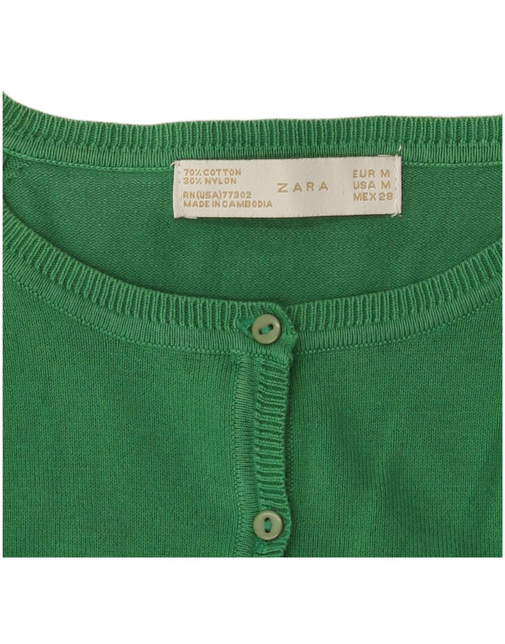 Sweter damski Zara Cardigan UK 12 Średni zielony bawełniany