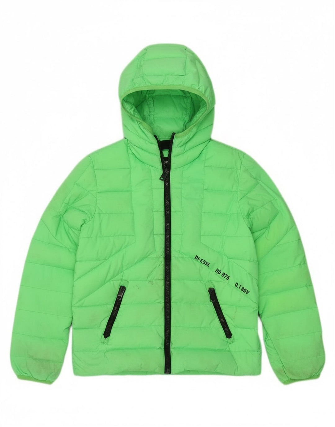 Chłopięca, wyściełana kurtka z kapturem Diesel, 10-11 lat, zielony nylon
