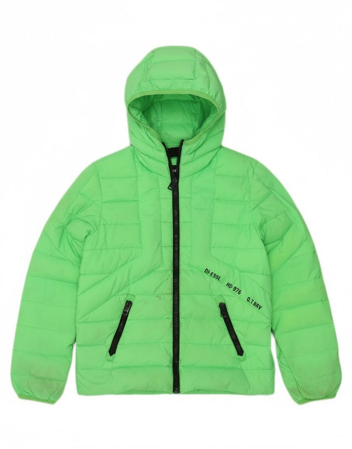 Chłopięca, wyściełana kurtka z kapturem Diesel, 10-11 lat, zielony nylon