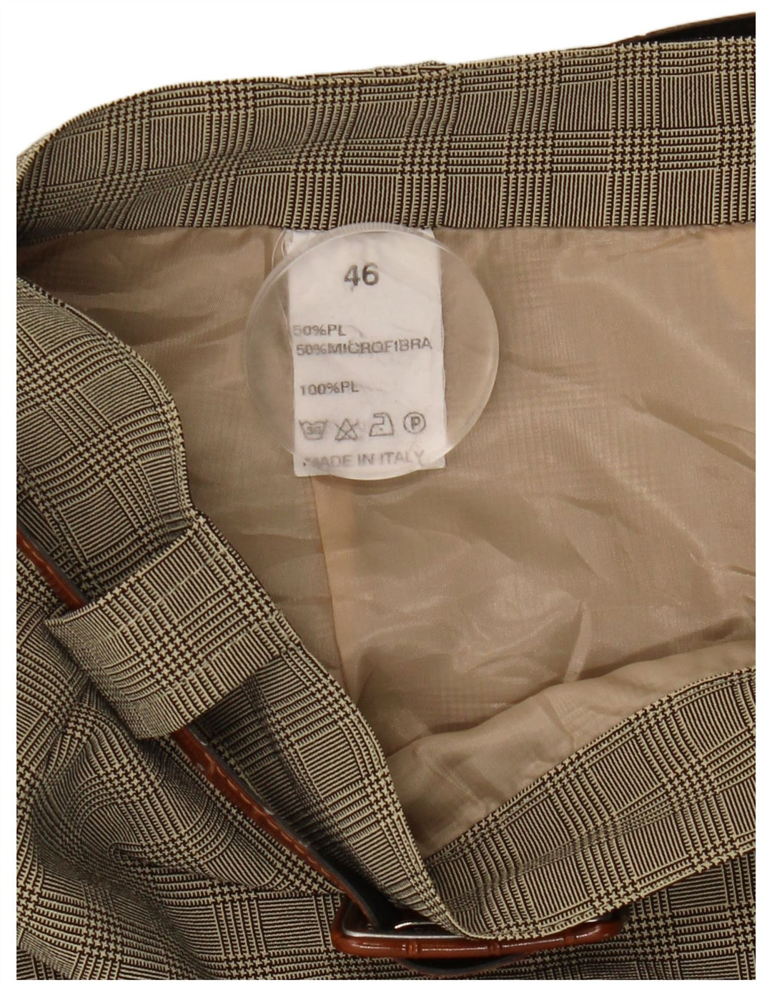 Damska spódnica w kształcie litery A w stylu vintage IT 46 Large W28 Khaki Poliester w kratę