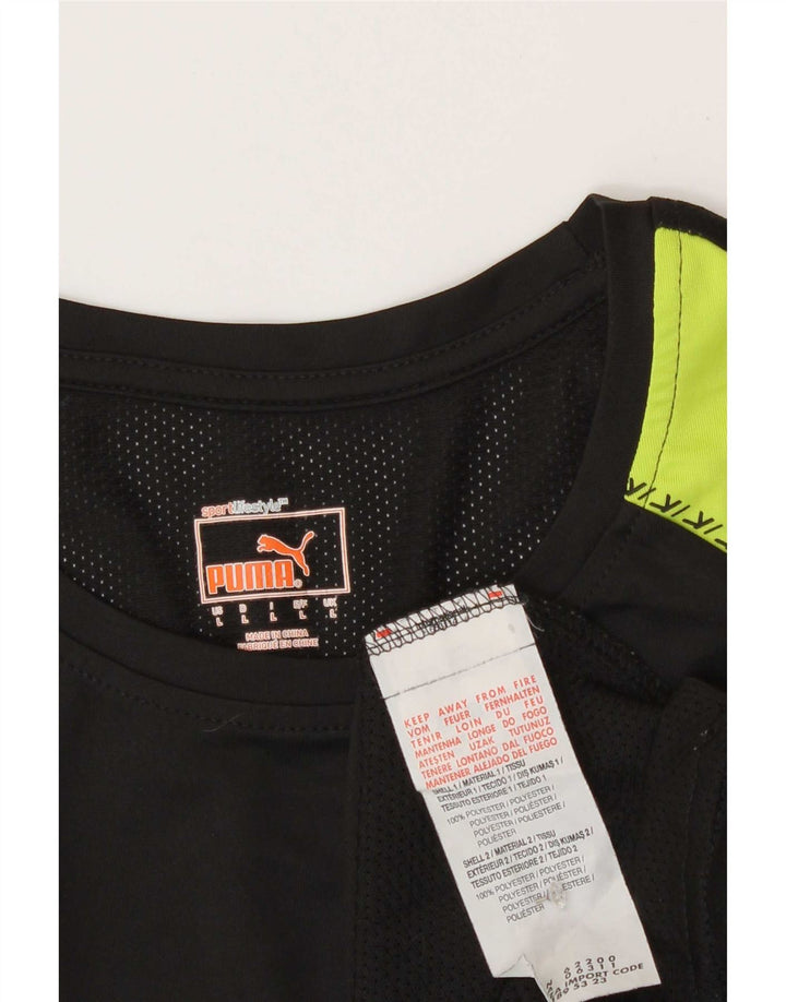 Męski T-shirt z grafiką Puma, duży, czarny poliester z blokami kolorów