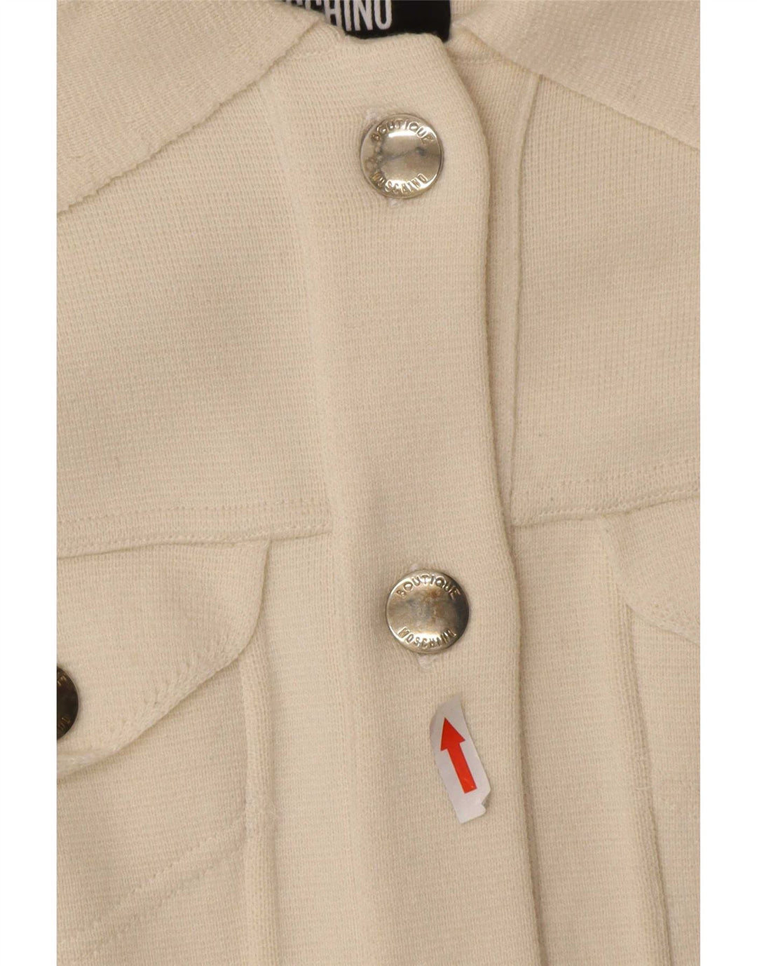 Damski sweter kardigan Moschino UK 8, mała wełniana w kolorze złamanej bieli