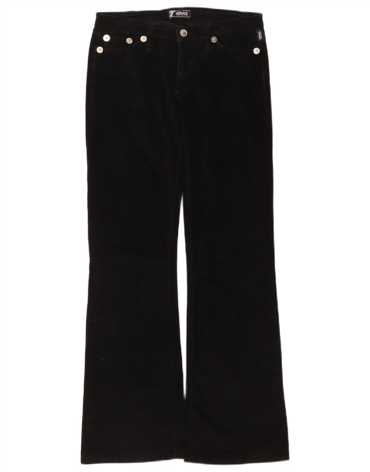 Damskie sztruksowe spodnie Versace Flare W28 L30 Czarne