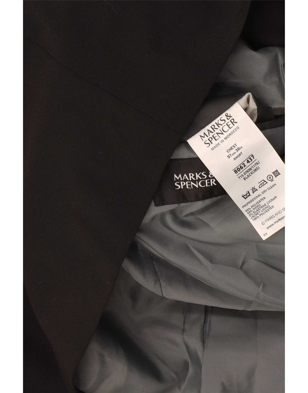 Marks & Spencer Męska krótka marynarka zapinana na 3 guziki UK 38, średnia czarna