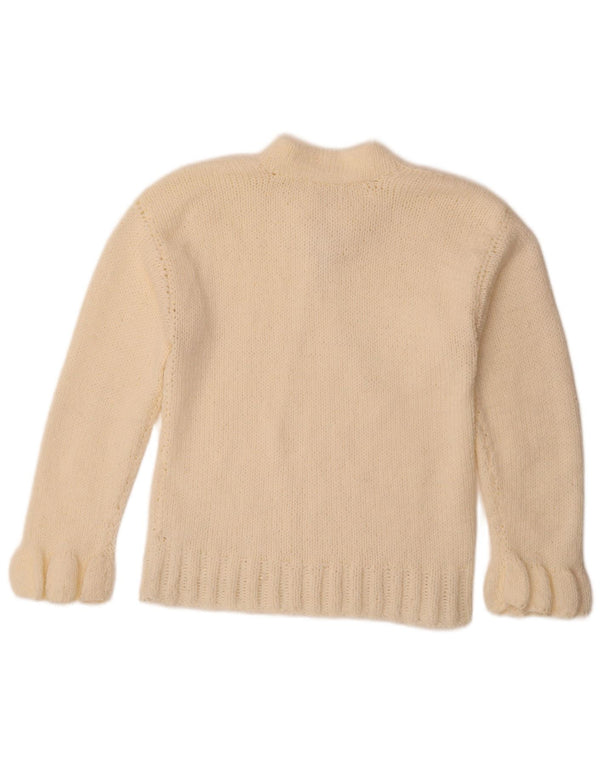 Sweter damski w stylu vintage z golfem UK 12, średni, w kolorze złamanej bieli