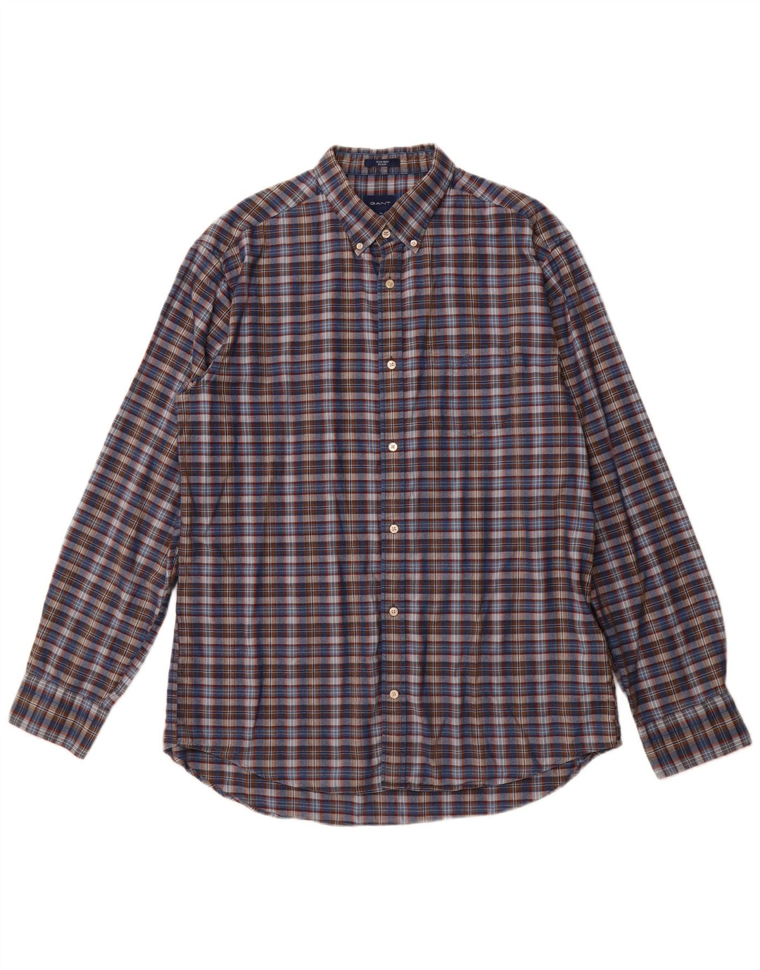 Koszula męska GANT o regularnym kroju, rozmiar 43/44 17 1/2 XL, bawełniana, granatowa w kratę