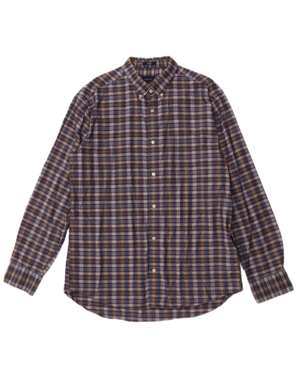 Koszula męska GANT o regularnym kroju, rozmiar 43/44 17 1/2 XL, bawełniana, granatowa w kratę