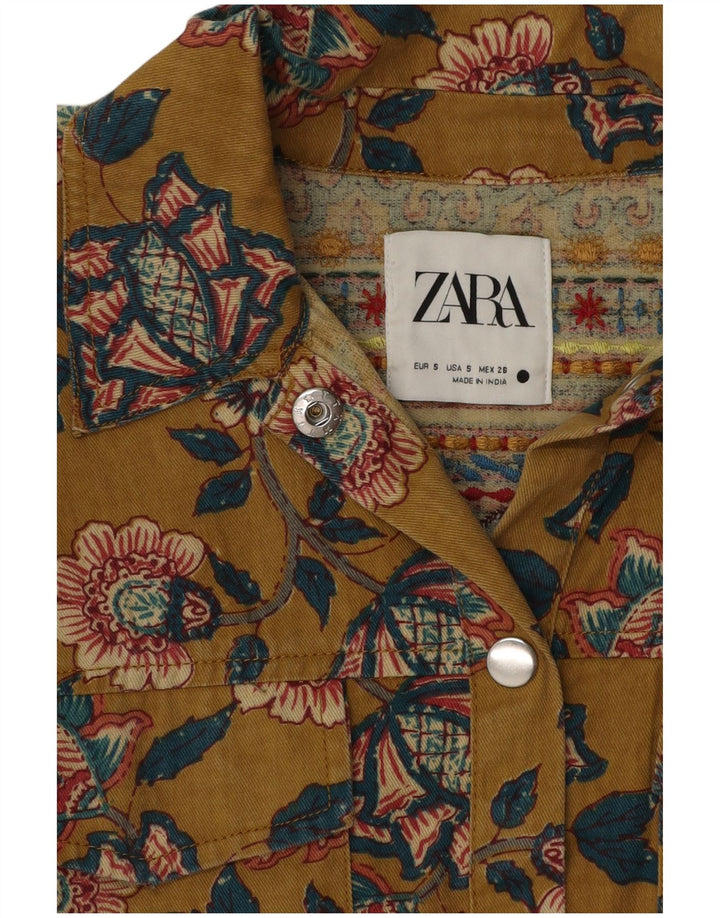 Damska koszula oversize Zara UK 10, mała, khaki, w kwiaty