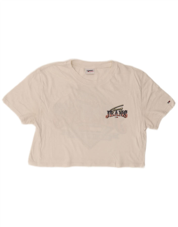 Damska koszulka TOMMY HILFIGER Crop Graphic Top UK 10 Small White