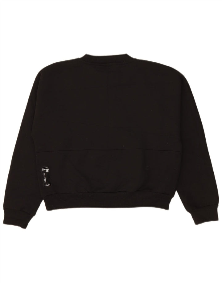 NAPAPIJRI Womens Oversized Crop Sweatshirt Jumper UK 10 Small Black